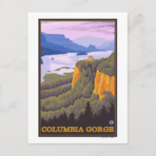 Columbia River Gorge Scene med Krona Point Vykort
