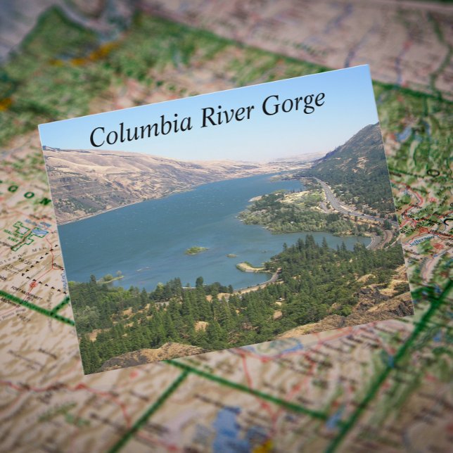 Columbia River Gorge Travel Photo Vykort (In Situ Map)