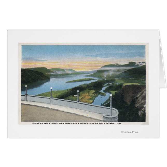 Columbia River Gorge View från Krona Point Hälsningskort (Framsidan Horizontal)