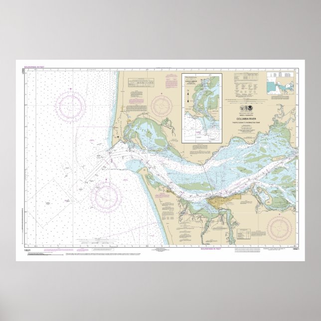 Columbia River Nautical Chart 18521 Poster (Framsidan)