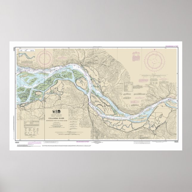 Columbia River Nautical Chart 18523 Poster (Framsidan)