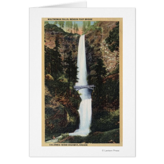 Columbia River, OR - Multnomah Falls och Benson Hälsningskort (Framsidan)