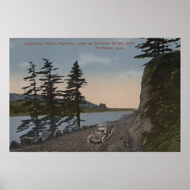 Columbia River, Oregon - Highway Väster of Oneonta Poster (Framsidan)