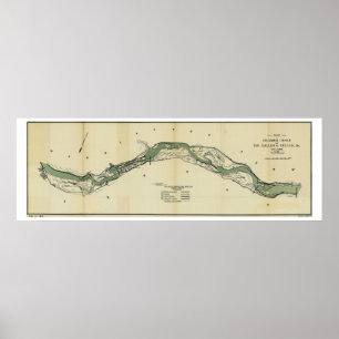Columbia River Washington antik karta Poster