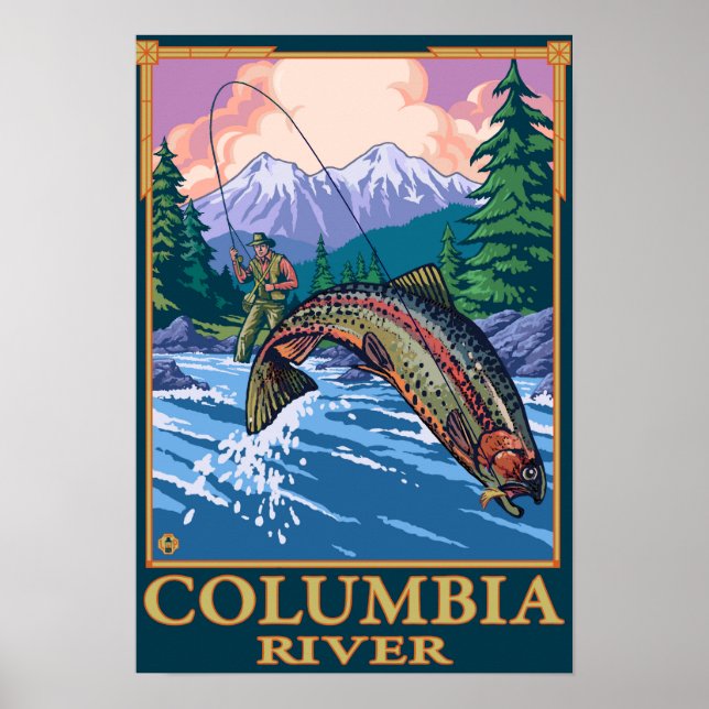 Columbia River, WashingtonFly Fishing Scene Poster (Framsidan)
