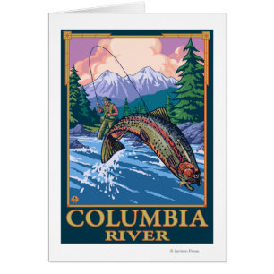 Columbia River WashingtonFly fiskeplats Hälsningskort