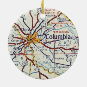 Columbia SC Karta Julgransprydnad Keramik