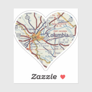 Columbia SC Vintage Karta Klistermärken
