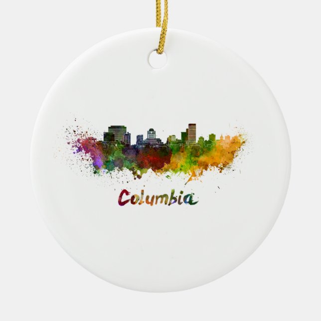 Columbia skyline in watercolor julgransprydnad keramik (Framsidan)