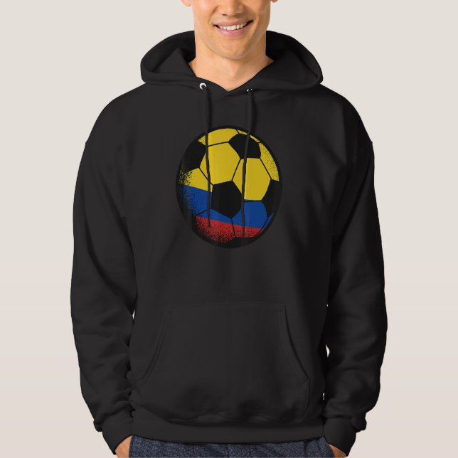 Columbia Soccer Ball Colombian Flagga Sports Enthu Hoodie (Framsida)