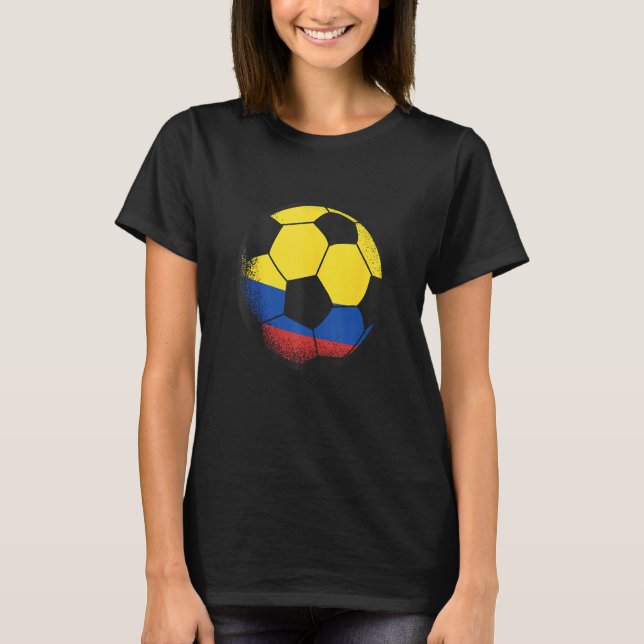 Columbia Soccer Ball Colombian Flagga Sports Enthu T Shirt (Framsida)