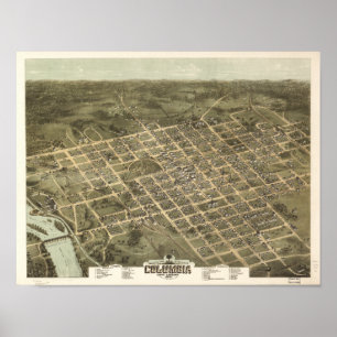 Columbia South Carolina 1872 Antique Panoramic Kar Poster