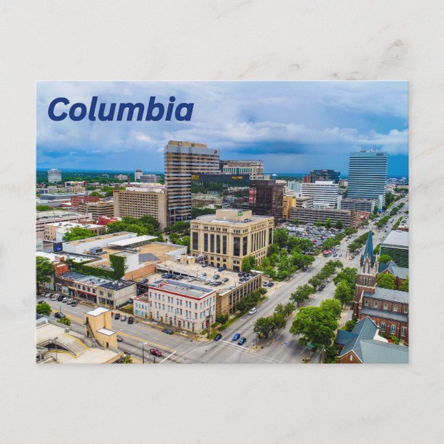 Columbia, South Carolina Downtown Flygbild Vykort (Framsida)
