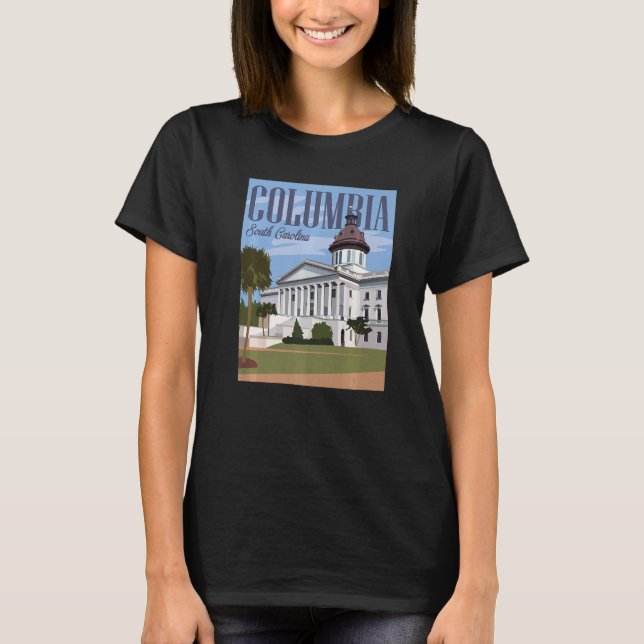 Columbia South Carolina Outdoor Exploring Camping T Shirt (Framsida)