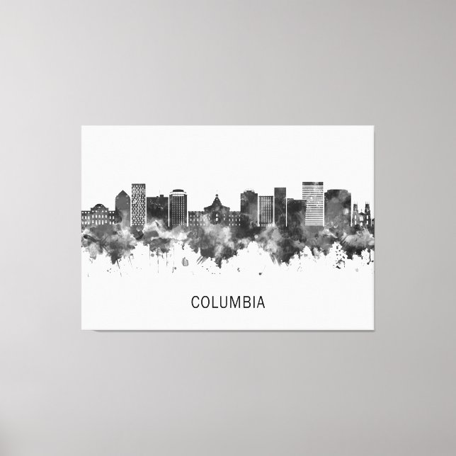 Columbia South Carolina Skyline BW Canvastryck (Framsida)