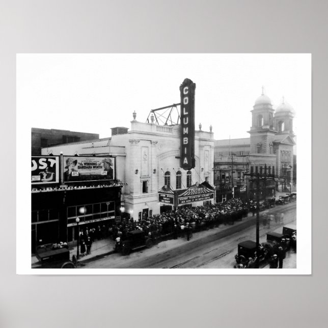 Columbia-teater, öppna natten (projektionsyta) poster (Framsidan)