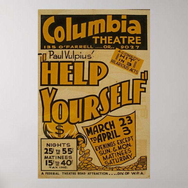 Columbia Theater Vintage affisch (Framsidan)