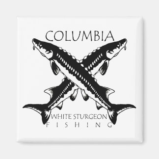 Columbia-White Sturgeon Fishing - Square Magnet