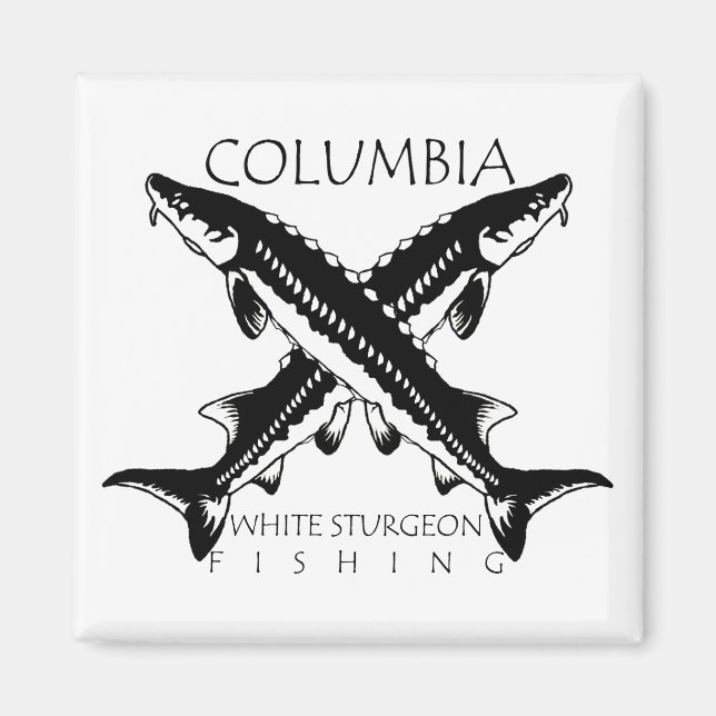 Columbia-White Sturgeon Fishing - Square Magnet (Framsidan)
