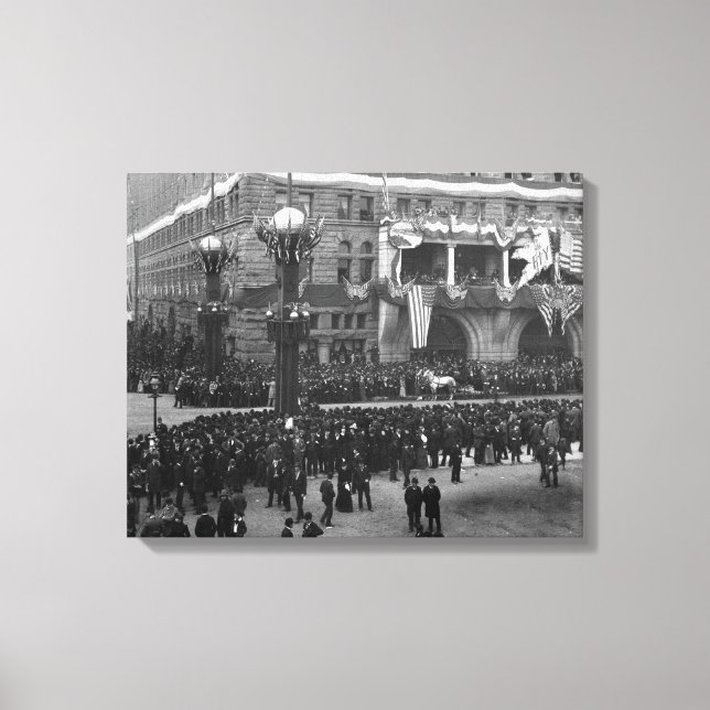 Columbian Parad Forming på Sjö Front Chicago Canvastryck (Framsida)