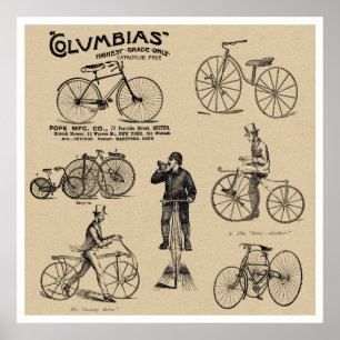 Columbias Vintage Bicykler Poster