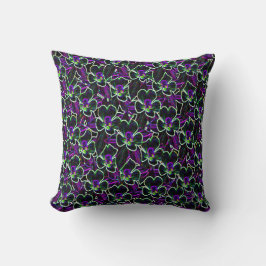 Columbine Flower Mönster i Neon Pillow Kudde