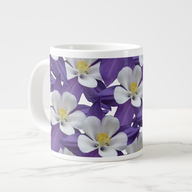 Columbine Flower Mönster Jumbo Mugg (Framsida vänster)