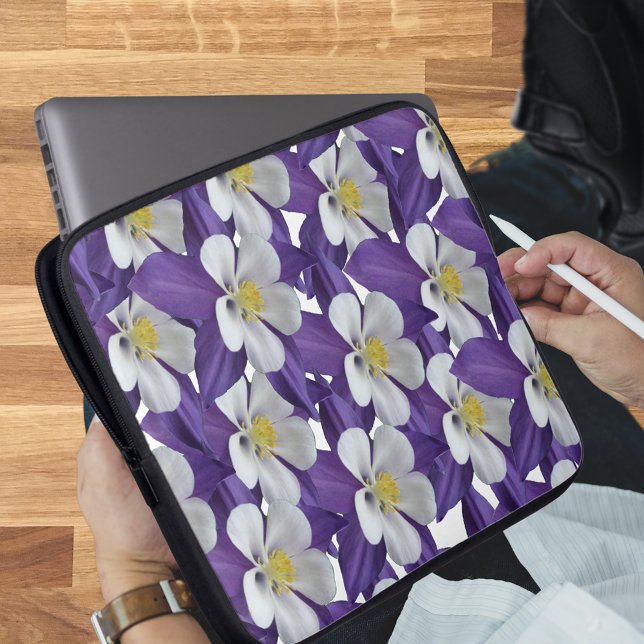 Columbine Flower Mönster Laptop Fodral (Columbine Flower Pattern Laptop Sleeve)