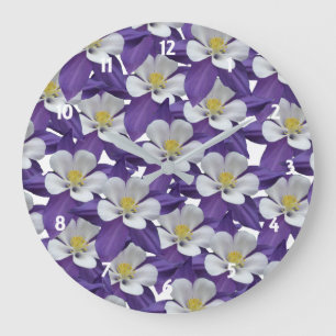 Columbine Flower Mönster Stor Klocka