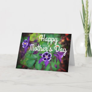 Columbine Flowers Card för Lila lycklig Mors dag Kort