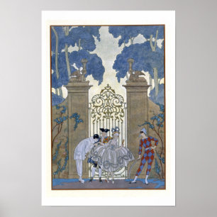 Columbine illustration för "Fetes Galantes" vid P Poster