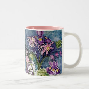 Columbine Iris och daisy Två-Tonad Mugg