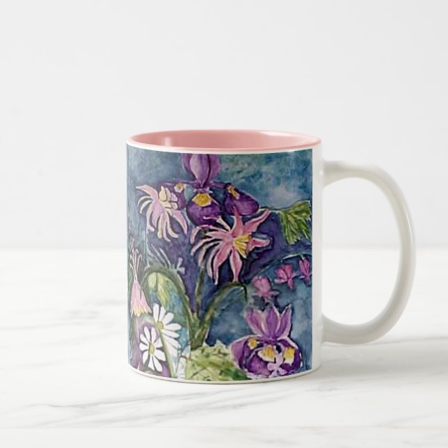 Columbine Iris och daisy Två-Tonad Mugg (Höger)