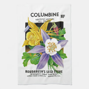 Columbine kärnar ur paketetiketten kökshandduk