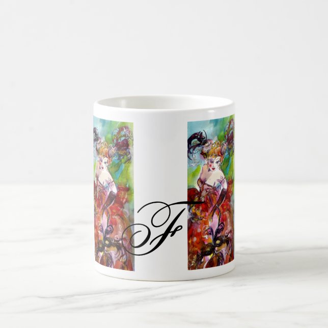 COLUMBINE / Venetian Masquerad Boll Monogram Kaffemugg (Center)
