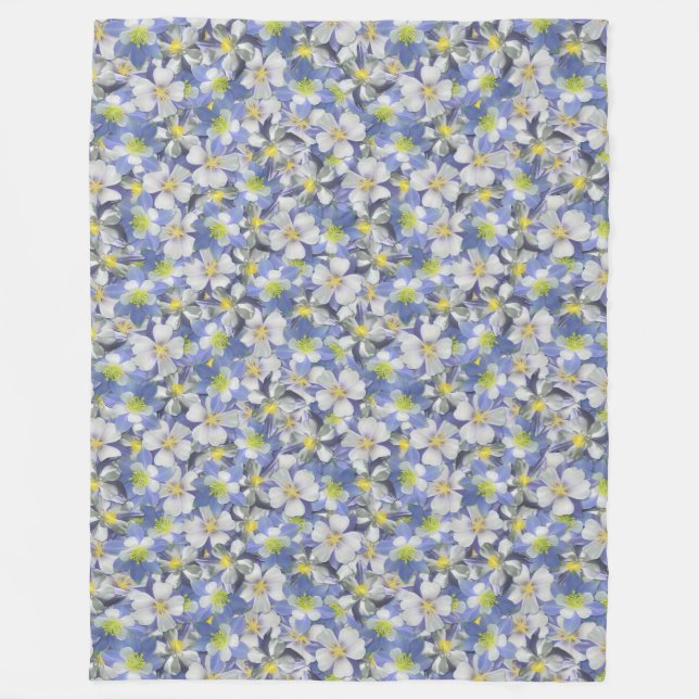 Columbines Seamless Mönster Fleecefilt (Framsidan)