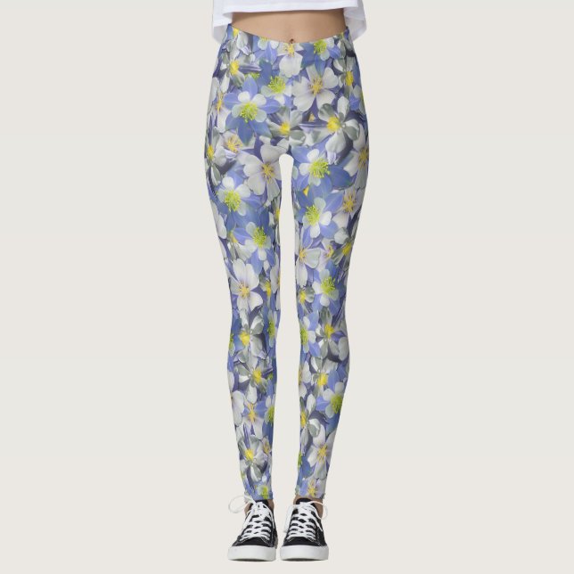 Columbines Seamless Mönster Leggings (Framsida)