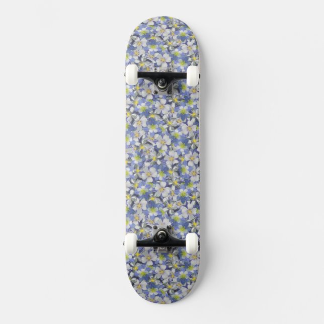 Columbines Seamless Mönster Mini Skateboard Bräda 18,5 Cm (Framsida)