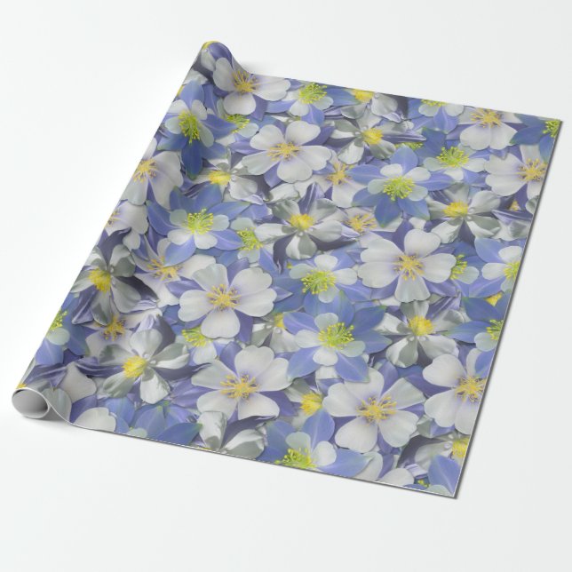 Columbines Seamless Mönster Presentpapper (Utrullad)