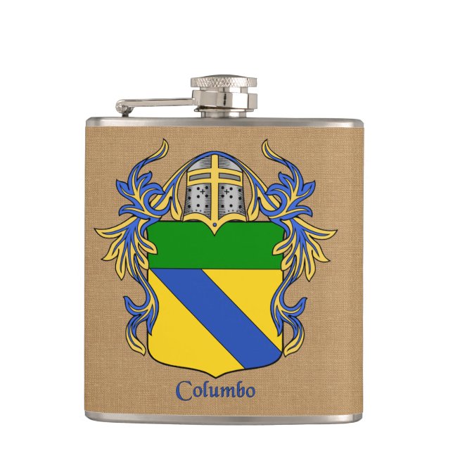 Columbo Heraldic Shield med Mantle och Helm Fickplunta (Framsidan)
