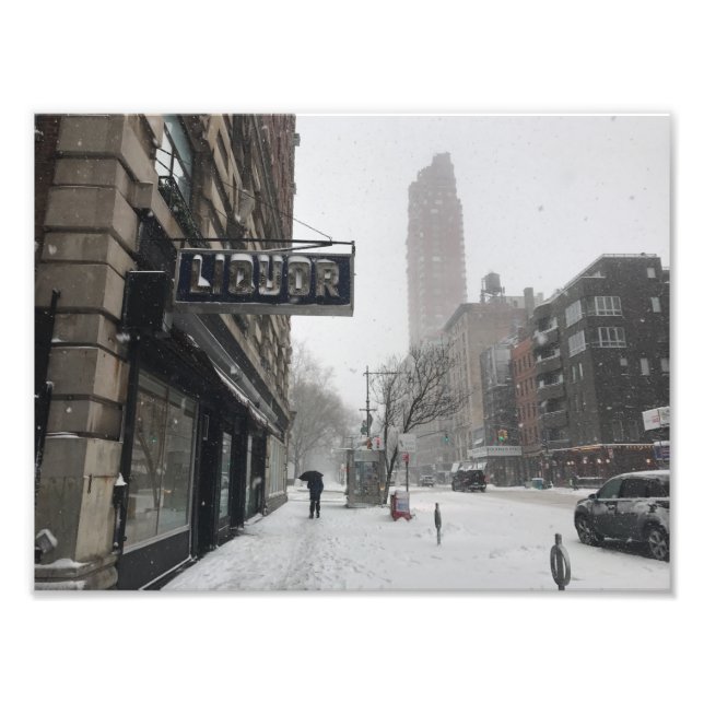 Columbus Avenue Liquor Store NYC Snowstorm Winter Fototryck (Framsidan)