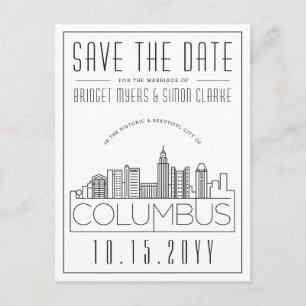 Columbus Bröllop Deco Skyline Spara datum Vykort