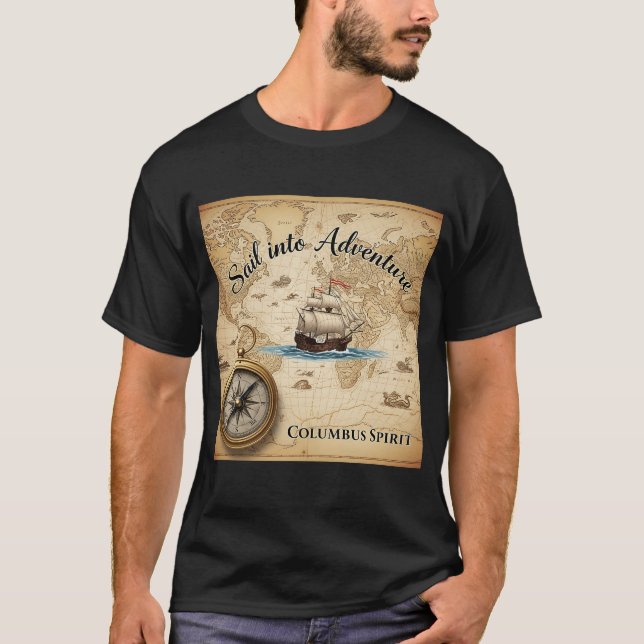 Columbus Day Äventyr Karta Vintage T-Shirt (Framsida)