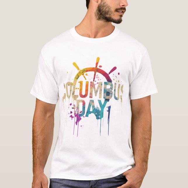 Columbus Day Basic White T-Shirt (Framsida)