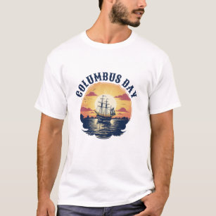 Columbus Day Boat Vintage Sunset T Shirt