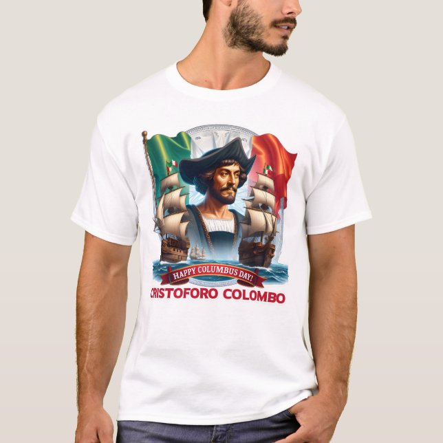 Columbus Day Cristoforo Colombo T Shirt (Framsida)