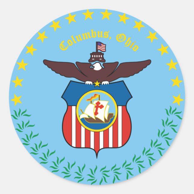 Columbus försegling, Ohio Runt Klistermärke (Framsida)