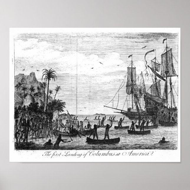 Columbus första landning i Amerika Poster (Framsidan)