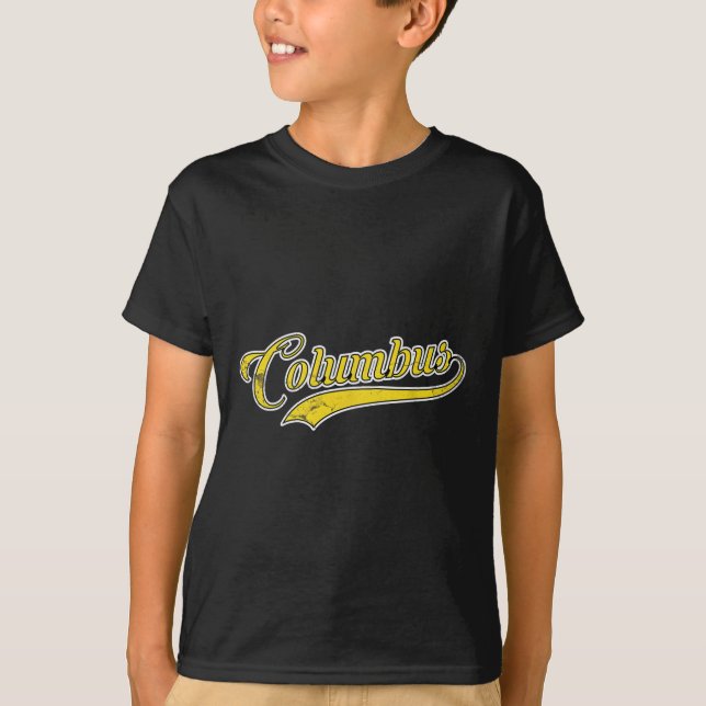 Columbus Fotbollsfan Vintage  T Shirt (Framsida)