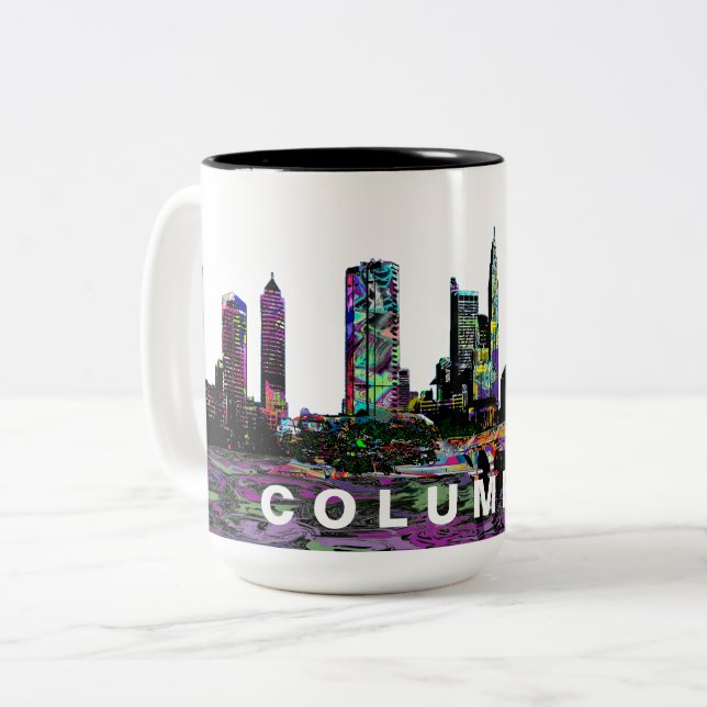 Columbus Graffiti Skyline  Två-Tonad Mugg (Framsida vänster)